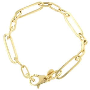Roman Joyero Pulseras<VICENZA pulsera plata 1ª ley bañada oro eslabones lisos alargados