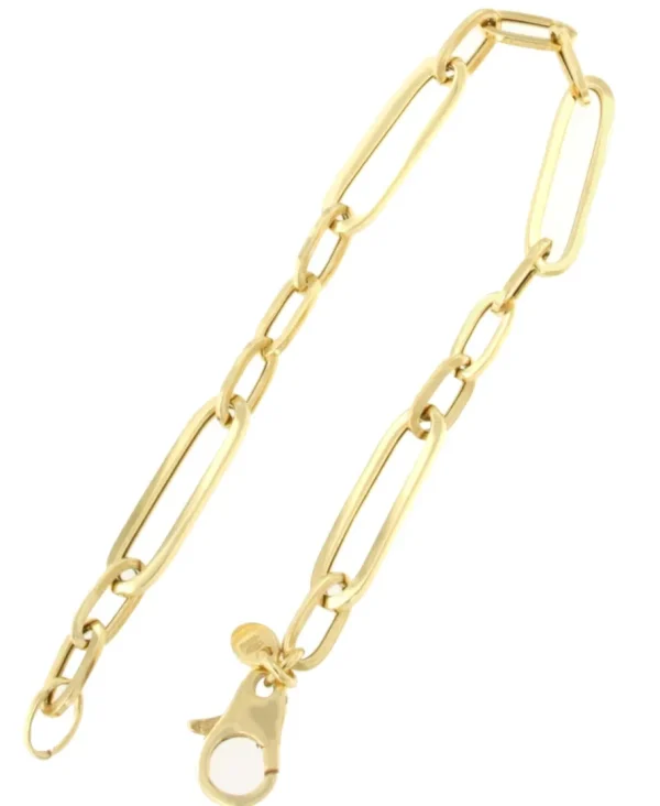 Roman Joyero Pulseras<VICENZA pulsera plata 1ª ley bañada oro eslabones lisos alargados