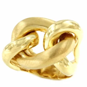 Roman Joyero Anillos<WALKIRIA anillo ancho barbado mate en plata 1ª ley bañada oro
