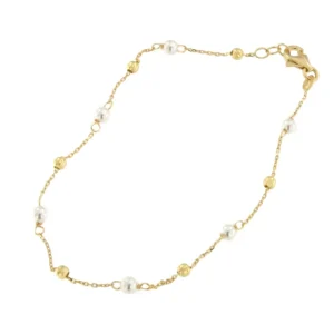 Roman Joyero Pulseras<ZANEL pulsera perlas y bolitas en oro amarillo de 18 ktes