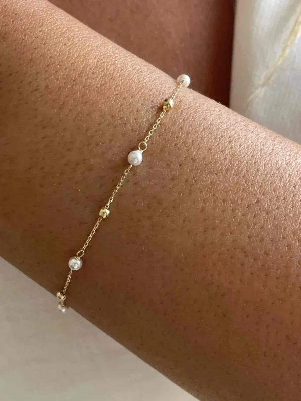 Roman Joyero Pulseras<ZANEL pulsera perlas y bolitas en oro amarillo de 18 ktes