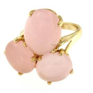 Roman Joyero Anillos<ZIVA, anillo de plata dorada con 3 cuarzos rosas