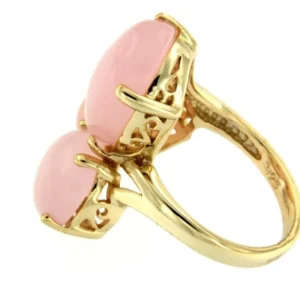 Roman Joyero Anillos<ZIVA, anillo de plata dorada con 3 cuarzos rosas